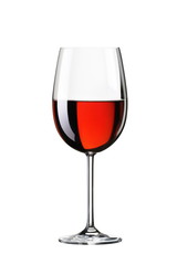 glass with red wine. isolated on white background