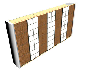 Three-dimensional model a wardrobe on a white background