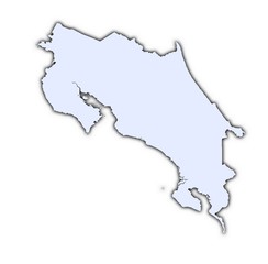 Obraz premium Costa Rica light blue map with shadow