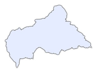 Obraz premium Central African Republic light blue map with shadow