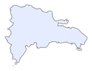Dominican Republic light blue map with shadow