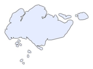 Singapore light blue map with shadow