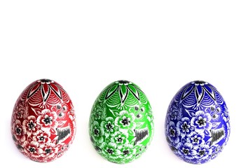 Three colorful Easter eggs