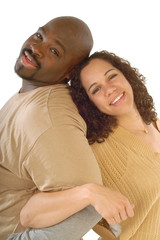 Attractive young couple's portrait with locked arms