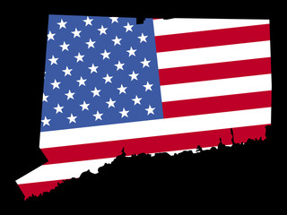 Map of Connecticut with flag