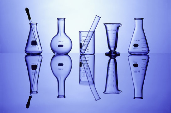 Lab Glassware on Blue