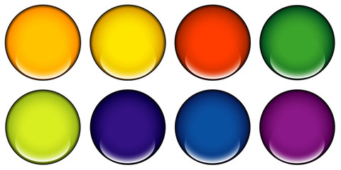 round web buttons with different shiny colors.