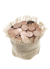 Isolated moneybag full of coins
