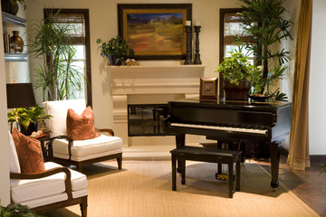Grand piano in a luxury home.