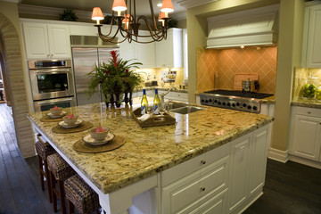 Luxury kitchen with a modern island.
