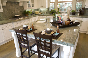 Luxury kitchen with a modern island.