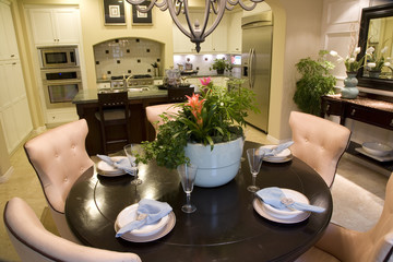 Luxury home dining table with modern decor.