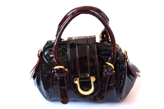 on photo leather feminine hand-bag brown colour