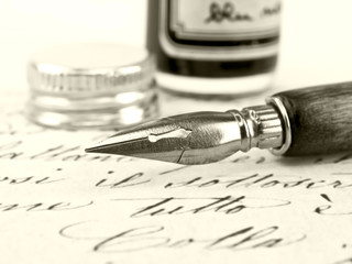 Old pen and retro calligraphy.