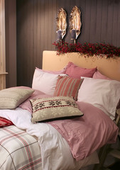 sleeping-room with winter decoration