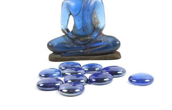 Blue healing stones and blue buddha - travel and tourism.