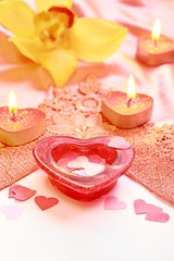 Valentine heart of candles