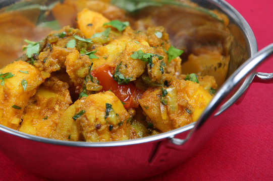 Indian curried potatoes and tomato