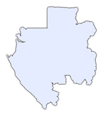 Gabon light blue map with shadow