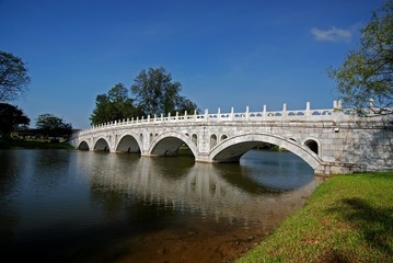Fototapeta premium lake, bridge and reflection in the parks