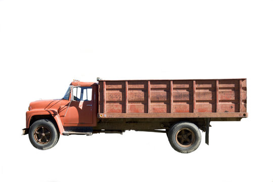 Old Dump Truck Isolated On White Background