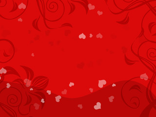 romantic floral red background with hearts