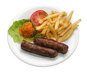 Grilled rissole with lettuce and carrot