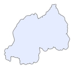 Rwanda light blue map with shadow