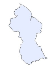 Guyana light blue map with shadow