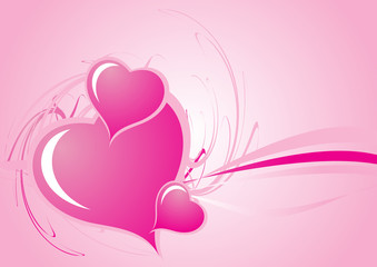 Pink valentine hearts abstract illustration background
