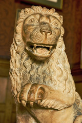 azay-le-rideau, lion sculpté, touraine, france