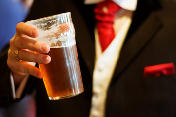 Glasses raised before the wedding