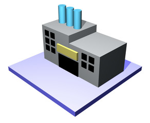 3d art of a factory building. 