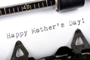 Typewriter close up shot, concept of Happy Mother's Day © Feng Yu