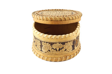 Russian souvenir. Jewellery Box bark of a tree