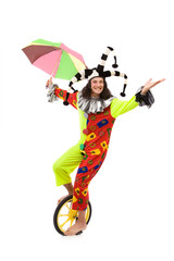 jester joker riding one wheel bike 