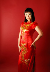 Fototapeta premium Chinese Woman in a Traditional Dress