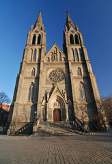 Medieval cathedral of Saint Ludmila in Prague ,Czech 