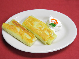 Two crepes with cream cheese