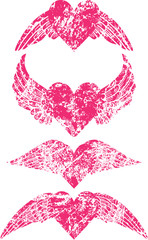Grunge Hearts with Wings