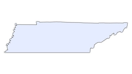 Tennessee (USA) light blue map with shadow