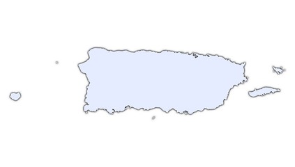 Puerto Rico light blue map with shadow