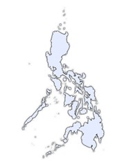 Philippines light blue map with shadow