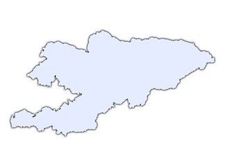 Obraz premium Kyrgyzstan light blue map with shadow