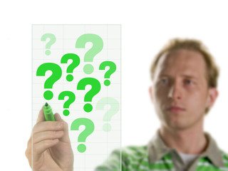man drawing a question mark