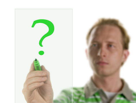 man drawing a question mark