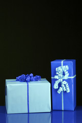 Birthday presents in light and dark blue
