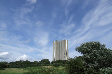 Landscape with Social Housing Tower Block