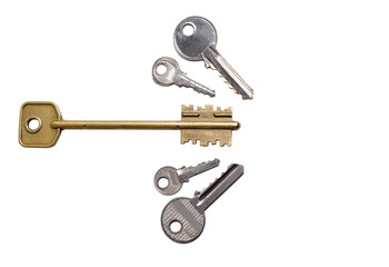 The keys on a white background