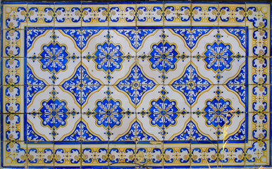 A beautiful abstract tile pattern in blue, yellow and white